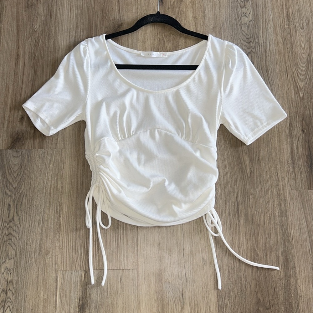 Lush White Ruched Crop Top
